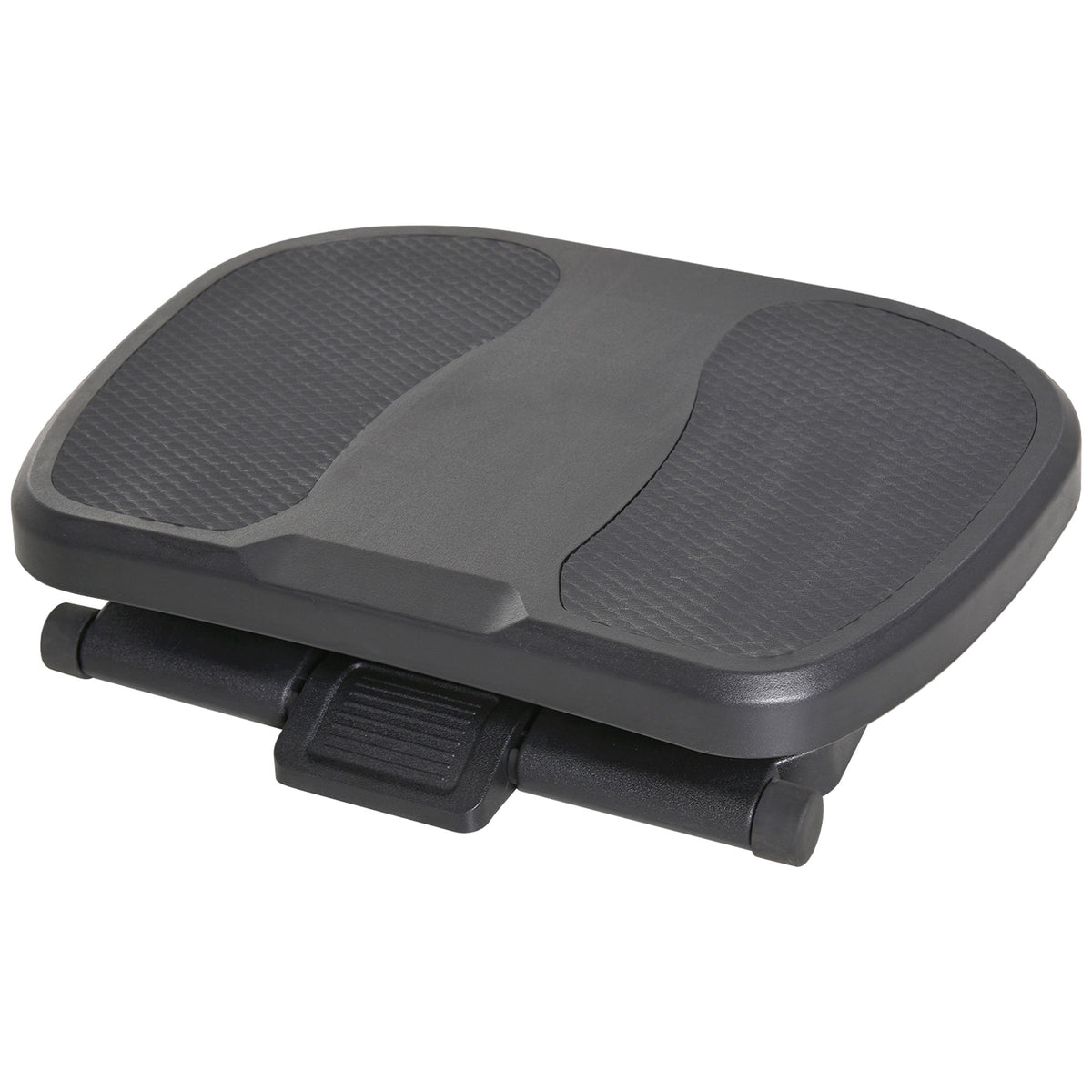 ErgoVue Anchor footrest shown from the side, showing the three height settings and the 0 to 30 degree tilt range
